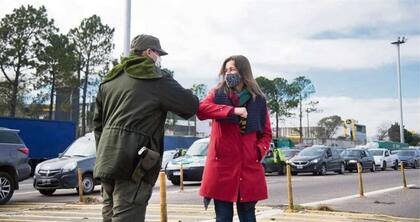 Sabina Frederic en los controles de la cuarentena