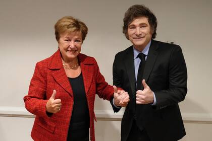 La titular del FMI, Kristalina Georgieva, con Javier Milei