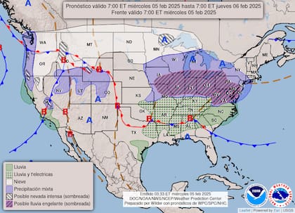 La tormenta invernal que afectará a Estados Unidos este miércoles 5 de febrero, llegará con más fuerza a Nueva York durante la madrugada del jueves