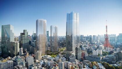 La torre "A District" diseñada por "Pelli Clarke & Partners" es una de las grandes protagonistas de Tokio, Japón.