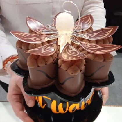 La torta de chocolate presentada por los argentinos en la Copa del Mundo de pastelería se llama "Ola de calor"