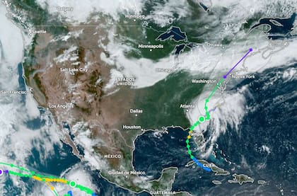 La trayectoria prevista de Debby según Zoom Earth