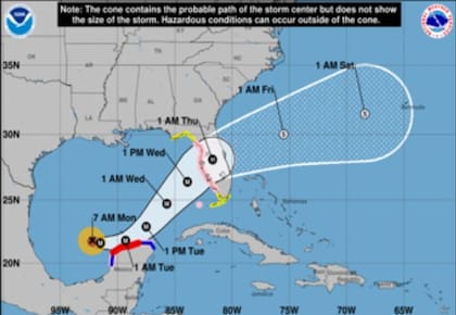 La trayectoria prevista para el Huracán Milton