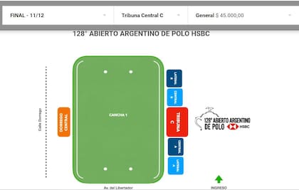 La tribuna central C, del campo argentino de polo, tiene un valor de $45.000