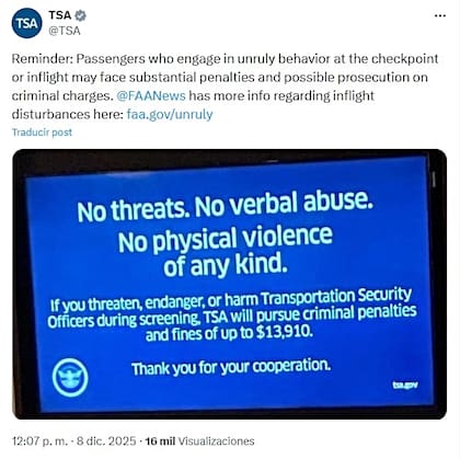 La TSA hizo un recordatorio a los pasajeros que viajarán en esta temporana navideña