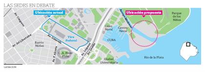 La ubicación actual y la futura del Tiro Federal