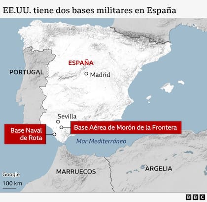 La ubicación de las bases de EE.UU. en España