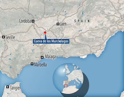 La ubicación de las Cueva de los Murciélagos en Andalucía (Foto: Mutermur Project)