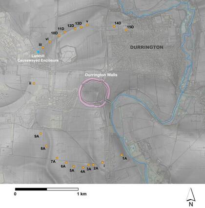La ubicación de las fosas que marcan el perímetro de la zona sagrada