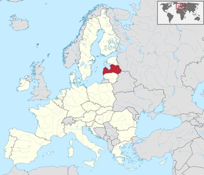 La ubicación de Latvia dentro de la Unión Europea