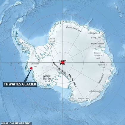 La ubicación del glaciar en la Antártida