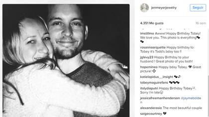La última foto de la pareja en las redes sociales, una dedicatoria de cumpleaños de Jennifer para Tobey