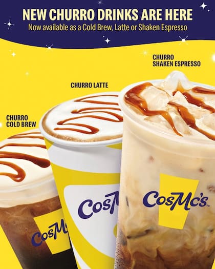 La última publicación de CosMc's en redes sociales, en febrero de 2025, anunció nuevas bebidas de café con sabor a churro (Instagram/@cosmcs)
