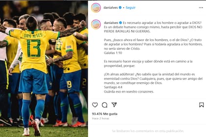 La última publicación de Dani Alves