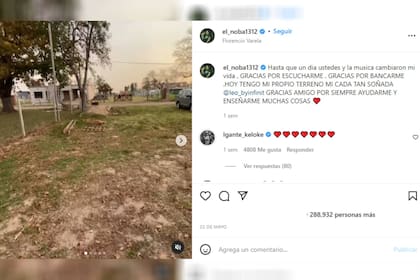 La última publicación de El Noba (Foto Instagram @el_noba1312)
