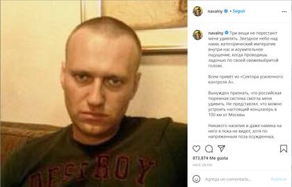 La última publicación en Instagram de Navalny desde la cárcel