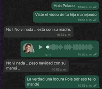 La única reacción de El Polaco fue a través de una conversación de WhatsApp