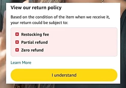 La usuaria de TikTok mostró lo que podría ser una nueva disposición para las devoluciones en Amazon
