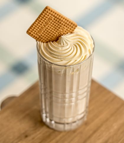 La Vainillada Lincoln lleva leche, vainilla y la clásica galletita, al estilo smoothie