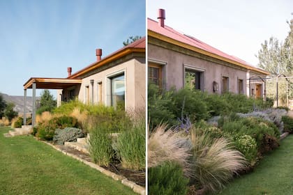 La vegetación de la estepa entra en el diseño y se va domesticando alrededor de la casa, siempre en una acertada combinación de texturas y colores.
