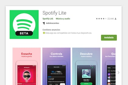 La versión compacta del servicio de streaming de música ofrece reproducción en modo offline al igual que la app estándar