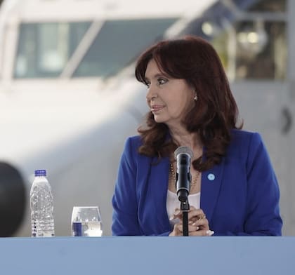 La vicepresidenta, Cristina Kirchner, en el acto que encabezó junto a Sergio Massa