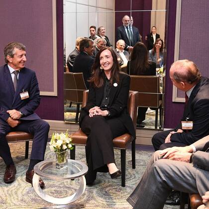 La vicepresidenta Victoria Villarruel antes de subir al escenario