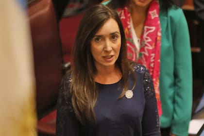 La vicepresidenta Victoria Villarruel durante una sesión ordinaria en el Senado de la Nación