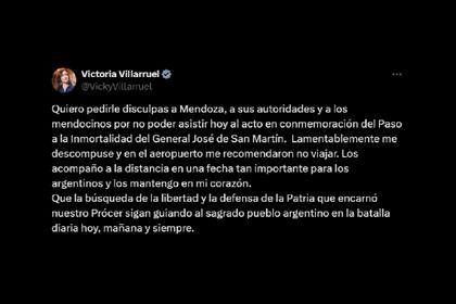 La vicepresidenta Victoria Villarruel explica los motivos detrás de la cancelación de su viaje a Mendoza
