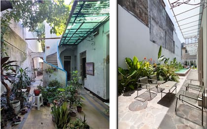 La vieja escalera de material estrangulaba las posibilidades del patio