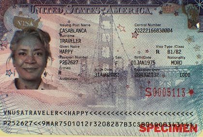 La visa de Estados Unidos tiene una nueva imagen (ejemplo en la fotografía)