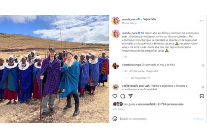 La visita a la comunidad Maasali llevó a Wanda Nara a reflexionar sobre su propia vida