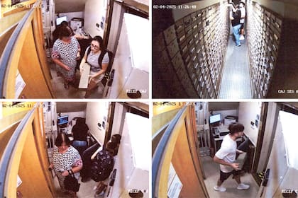 La visita de la familia Novelli quedó grabada en las cámaras del banco