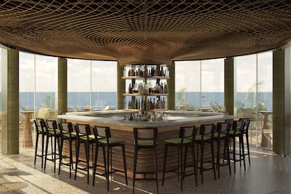 La vista del bar en altura de The Grand Hotel