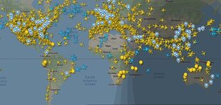 La vista del tráfico aéreo mundial en el mediodía del 1 de septiembre, según el registro de Flightradar 24