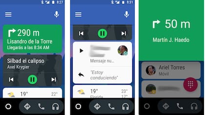 La vista inicial muestra algunas notificaciones, y permite escuchar el texto de un mensaje y responderlo