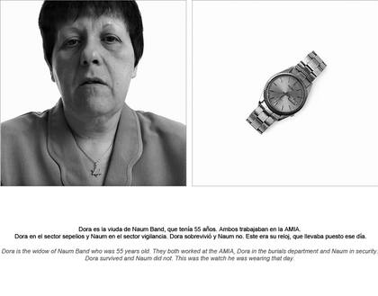 La viuda de Naum Band con el reloj que llevaba puesto su marido