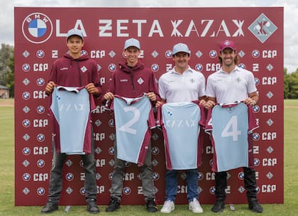 La Zeta Kazak 2025: Lorenzo Chavanne, Beltrán Laulhé, David Stirling y Nicolás Pieres. En el debut, Facundo Llosa reemplazará a Laulhé