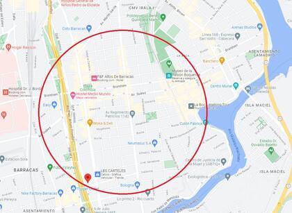 La zona afectada en el barrio porteño de Barracas