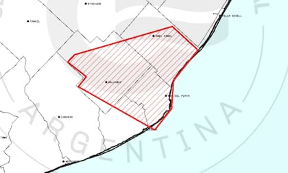 La zona afectada por el aviso localizado del SMN.