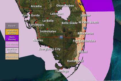 La zona de alerta por vientos fuertes cubre la costa del Atlántico sureste de Florida