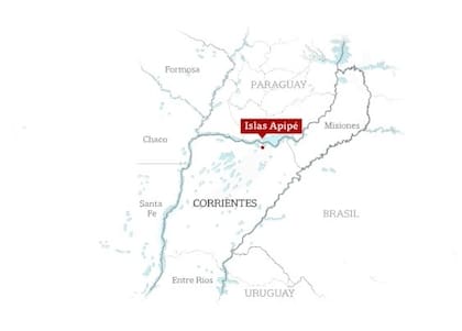 La zona del conflicto entre la Prefectura paraguaya y los pescadores correntinos