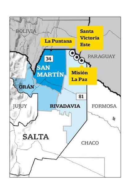 La zona del norte de la provincia de Salta donde están las comunidades wichis visitadas por LA NACION