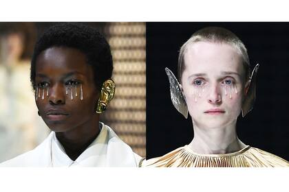 Lágrimas de silicona y orejeras de diseño del make up artist Thomas de Kluyver para Gucci