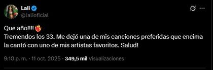 Lali Espósito hizo una reflexión de lo que fue su año