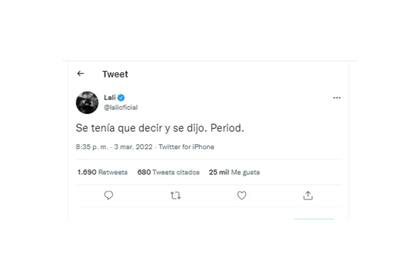 Lali Espósito se sumó al bando de Residente en su disputa contra J Balvin
(Foto: Captura Twitter: @lalioficial)