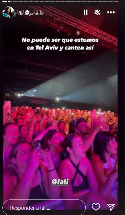Lali se mostró emocionada con la reacción del público en Tel Aviv