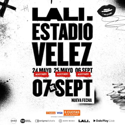 Lali suma dos fechas en Vélez