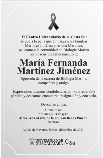 Lamentan la muerte de María Fernanda Martínez Jiménez, la joven mexicana que falleció tras el ataque del tiburón