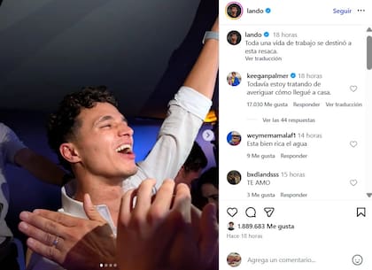 Lando Norris festejó su título en la Fórmula 1